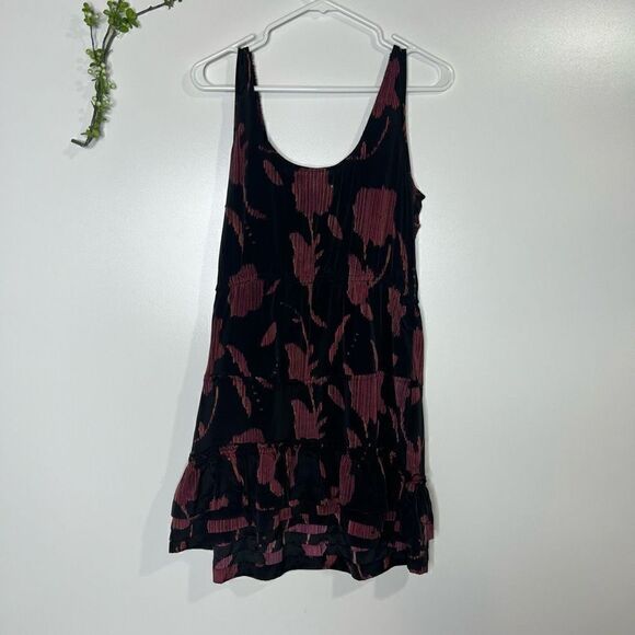 Anthropologie Ecote Black Burgundy Beaded Mini Dress With Pockets - Picture 8 of 12